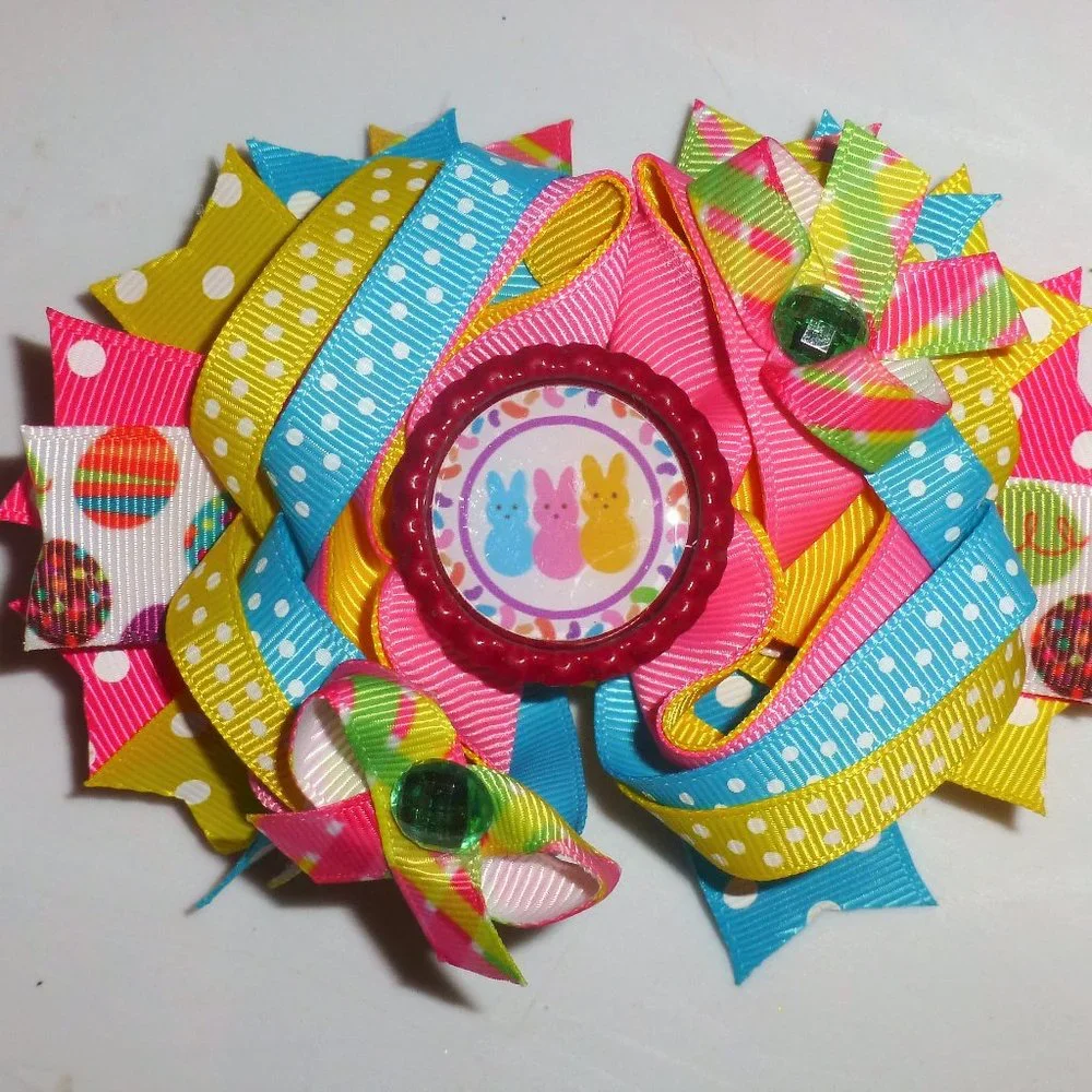 Easter Bunny Peeps Girls 5-Inch Hair Bow Clip
